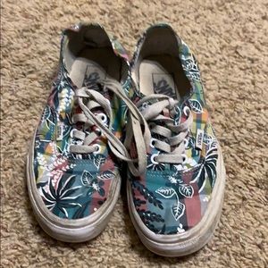 Tropical plaid print vans